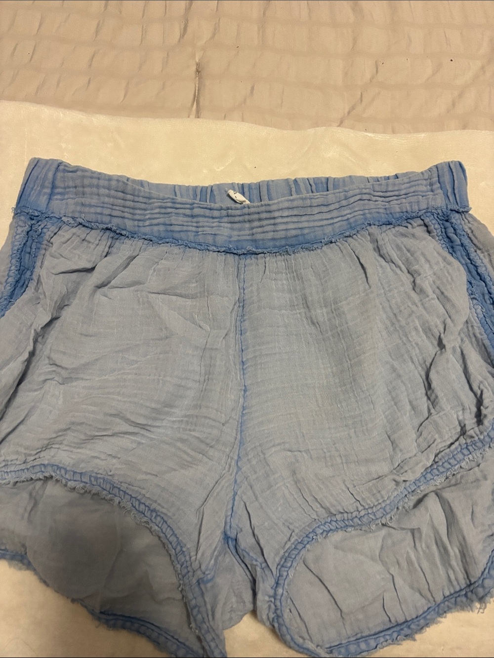 Light Blue Women's lounge Shorts with Elastic Waist